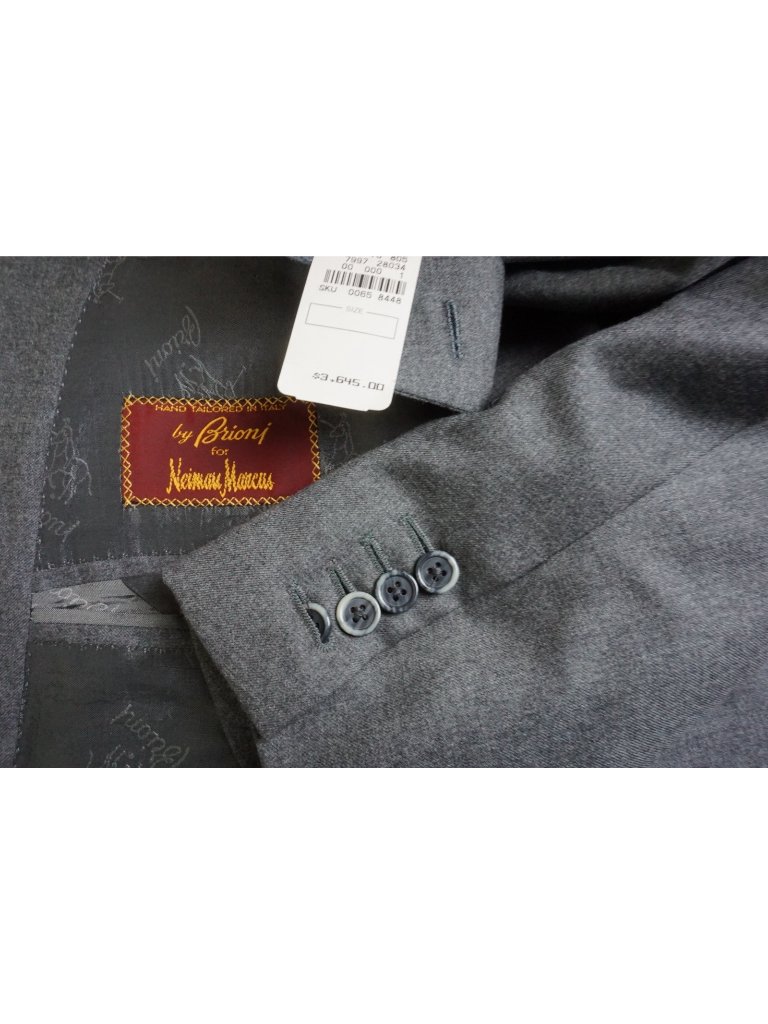 Brioni Palatino Solid Gray 100% Wool Sport Coat Jacket Sz 52l New W Tags